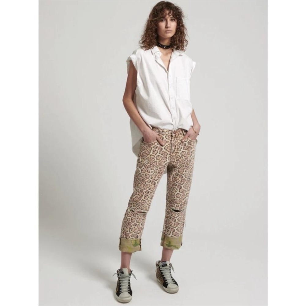 One Teaspoon Truckers Mid Waist Straight Leg in Leopard Print Size 26